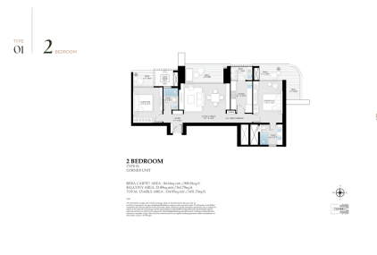 2BHK TYPE 1 Corner Unit